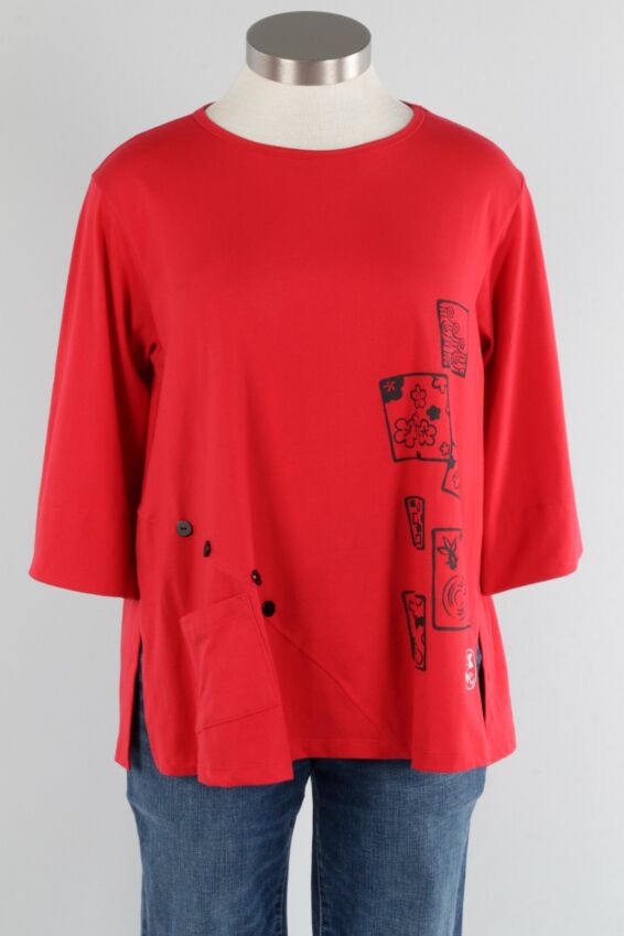 Button Blouse - Red