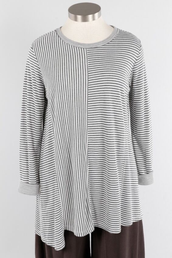 Mixt Stripe Top - Grey & White