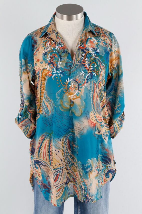 Embroidered Tunic - Turquoise