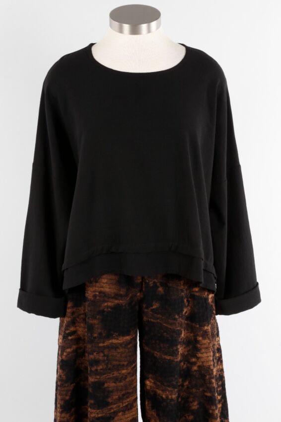 Folded Bottom Pullover - Black