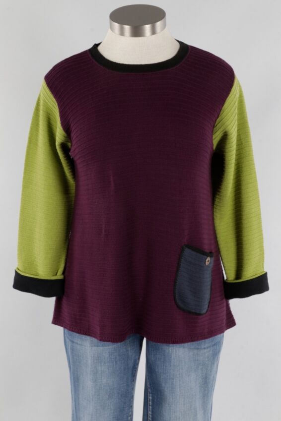 Pocket Pullover Plus - Grape, Charcoal & Lime