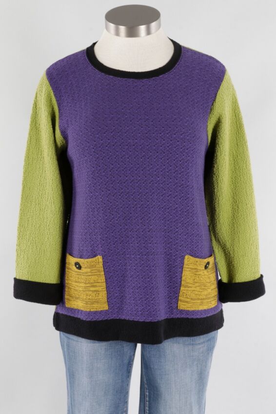 Double Pocket Pullover - Purple, Lime & Black