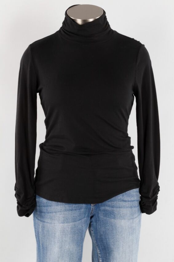 Ruched Turtleneck - Black