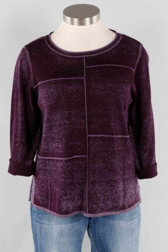 Mix Stitch Pullover - Wine