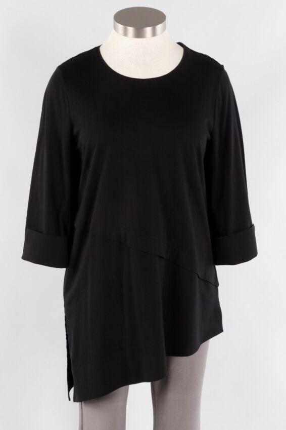 Diagonal Hem Tunic - Black