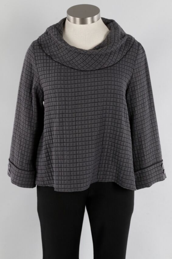 Button Cowl Top - Ash