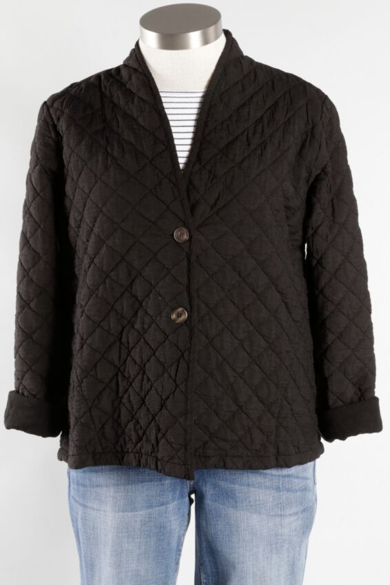 Collarless Jacket - Black