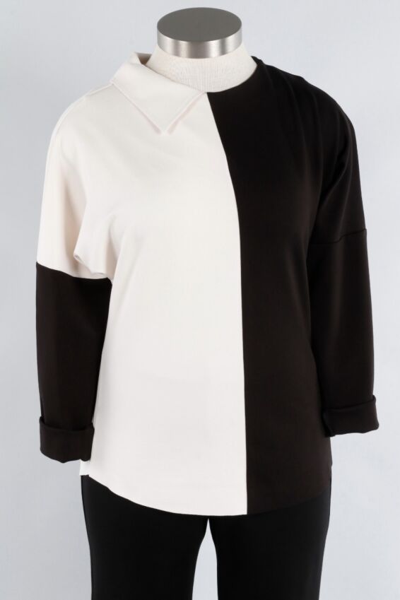Half & Half Top - Black & Vanilla