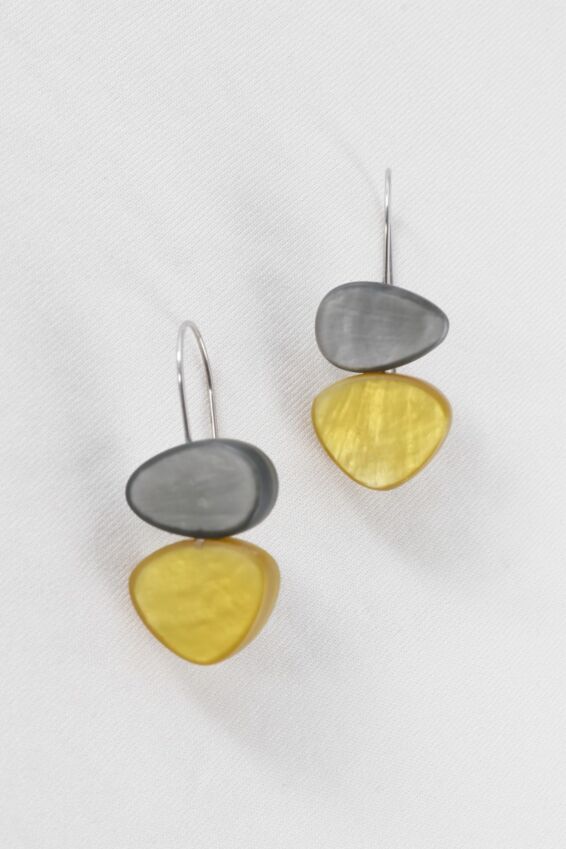 Double Drop Earring - Silver & Sun Glow