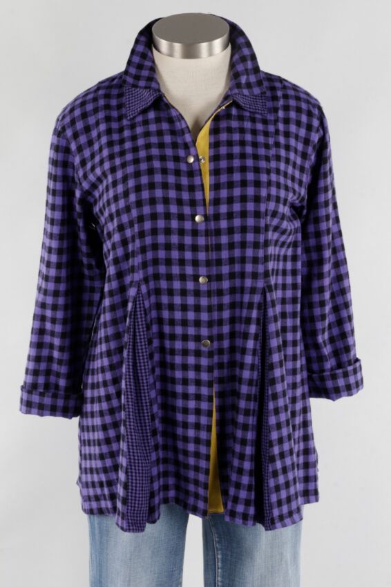 Double Collar Shirt - Iris Small Check