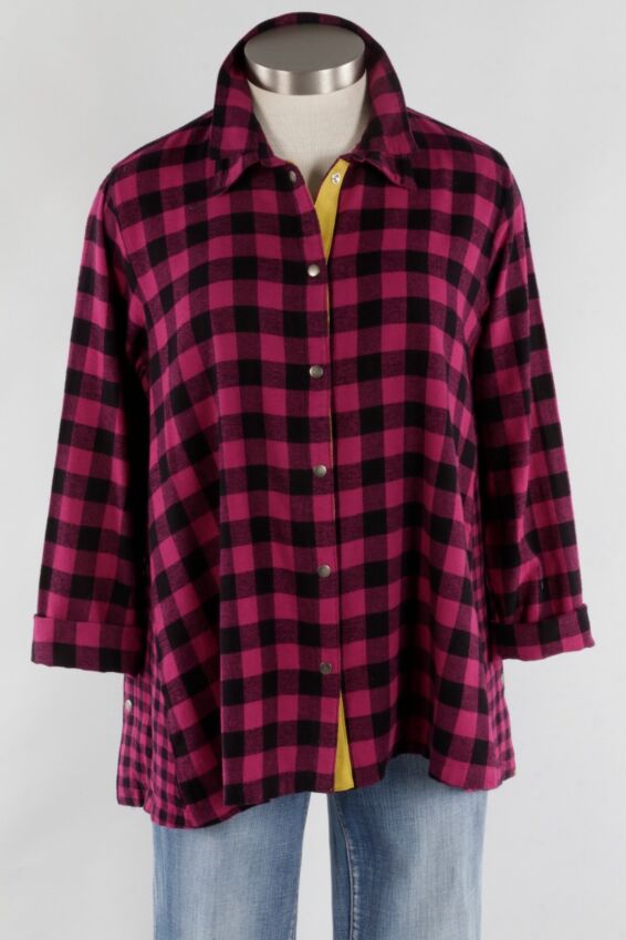 Placket Gusset Shirt - Dark Raspberry