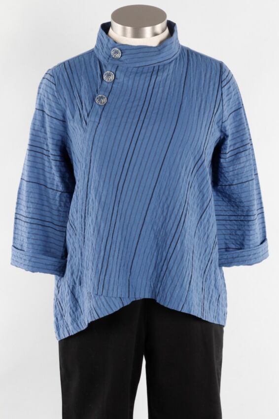 Mock Neck Pullover - Denim