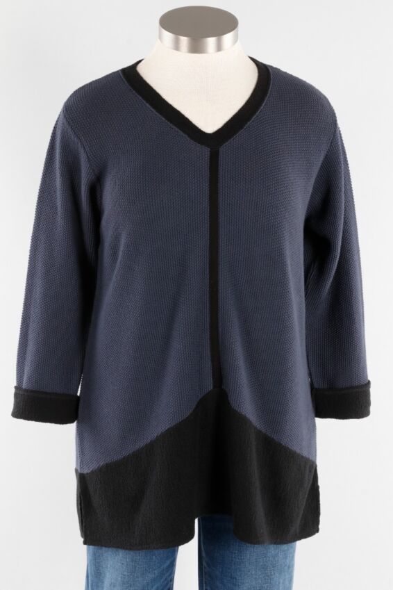 Front Seam Sweater - Charcoal & Black