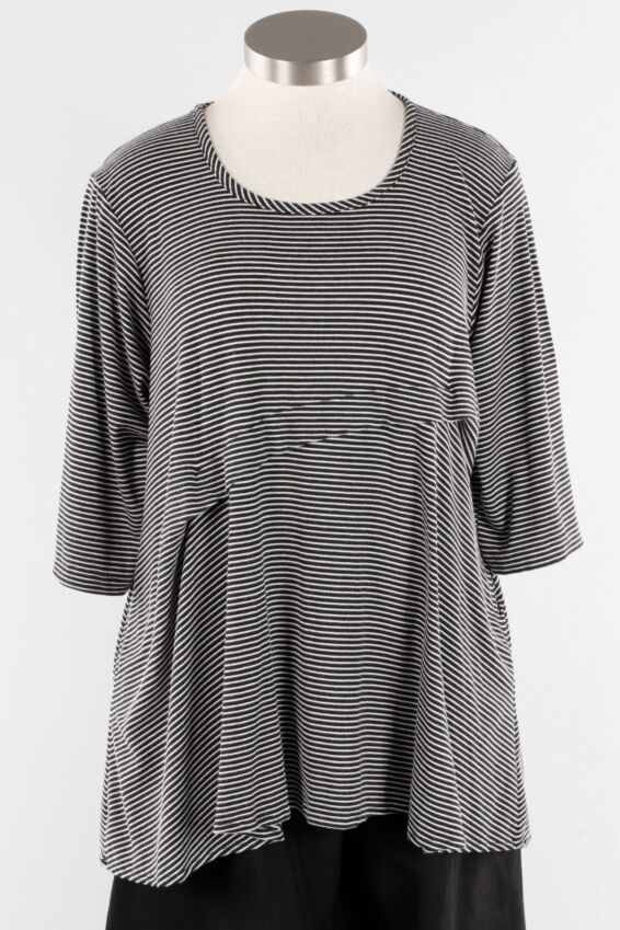 Folded Pullover - Black & White Stripe