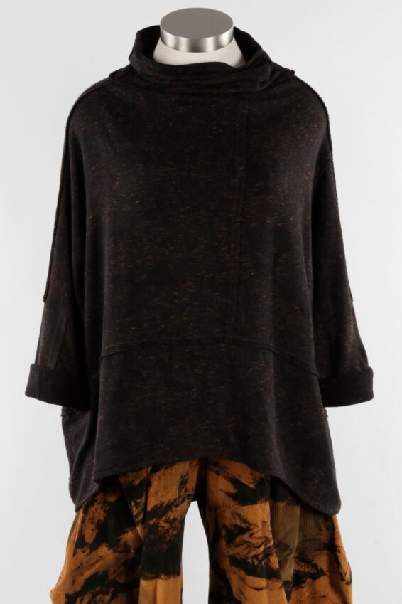 Cowl Pullover - Black & Rust