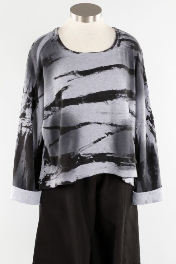 Long Sleeve Pullover - Grey Zebra