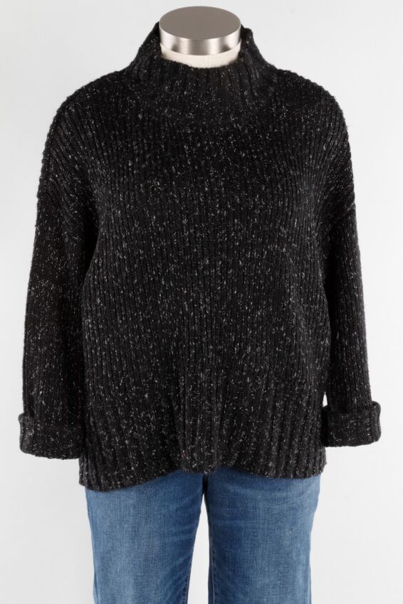 Easy Funnel Neck Pullover - Black