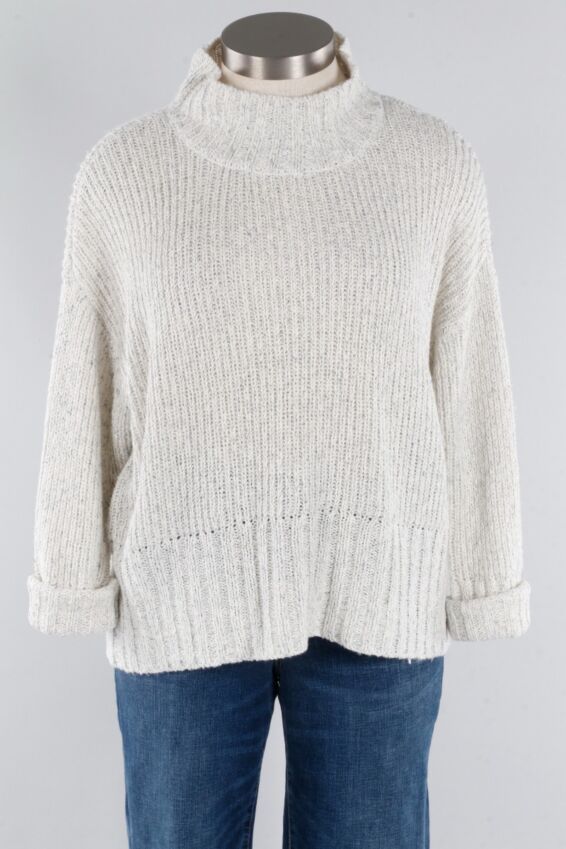 Easy Funnel Neck Pullover - Winter White
