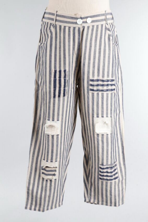 Patchwork Pant Plus - Blue Stripe