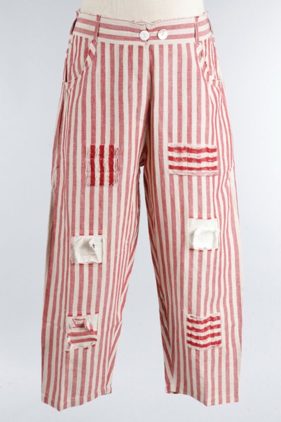 Patchwork Pant Plus - Red Stripe