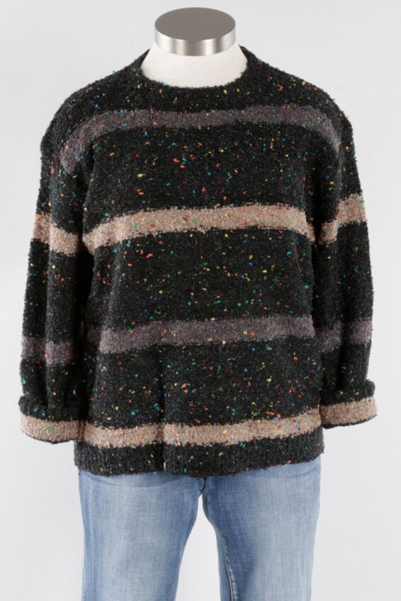 Cozy Stripe Pullover - Black 