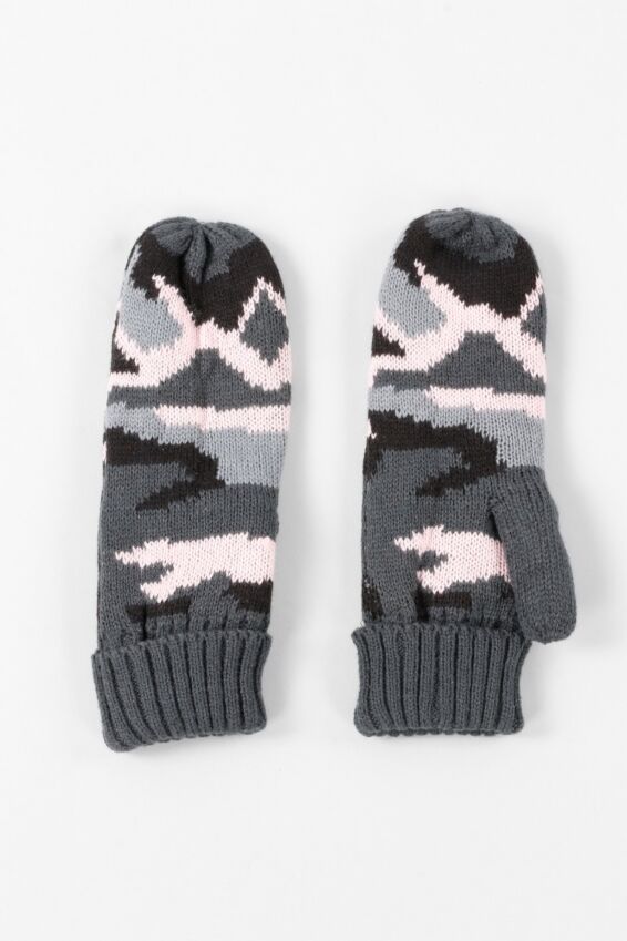 Camo Mittens - Pink
