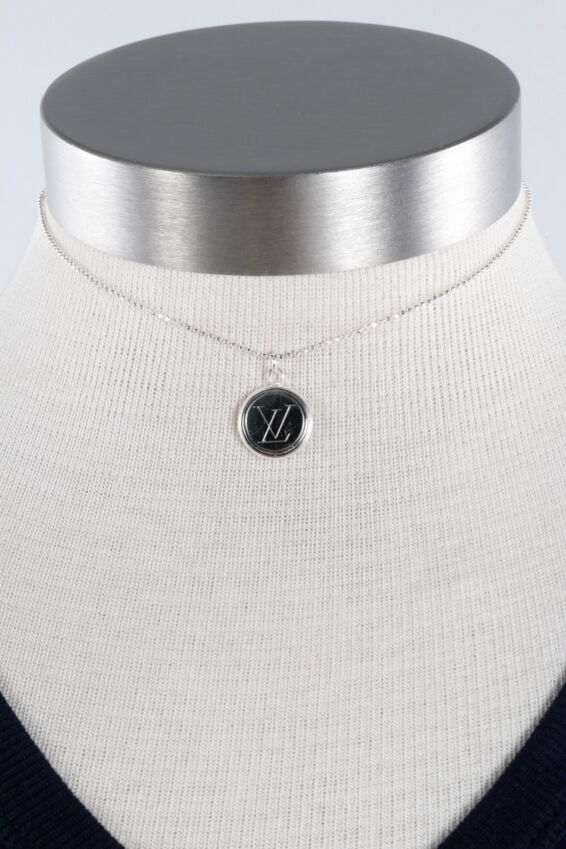 Designer Button Necklace - Silver
