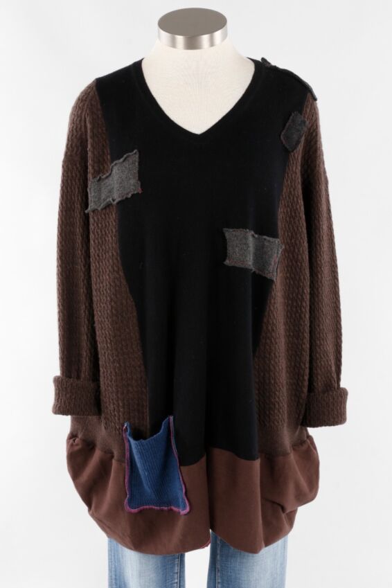 Yes Long Pullover - Black & Brown #8