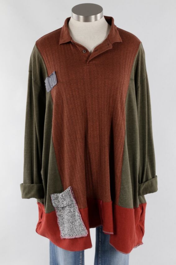 Yes Long Pullover - Rust & Moss #4