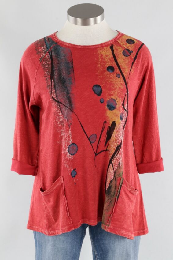  Patch Pocket Top - Red Tango