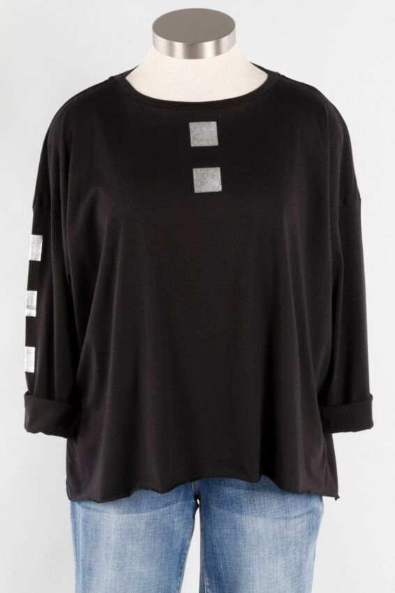 Boxy Cube Tee - Black & Silver