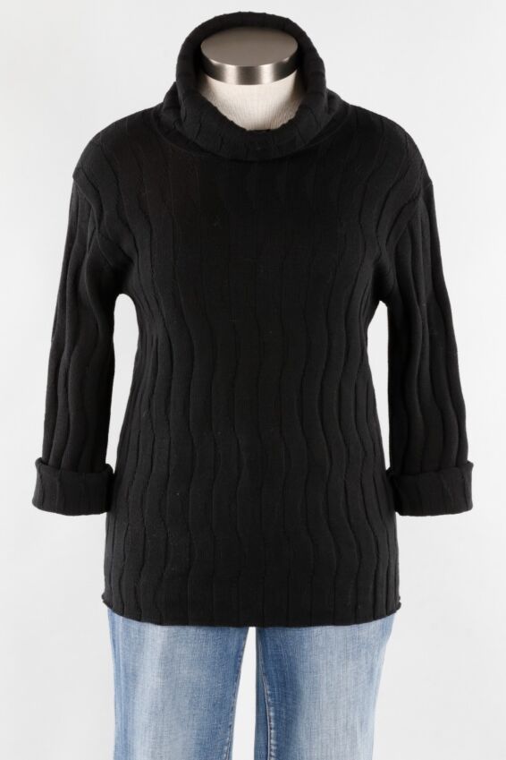 Wavy Stripe Cowl - Black
