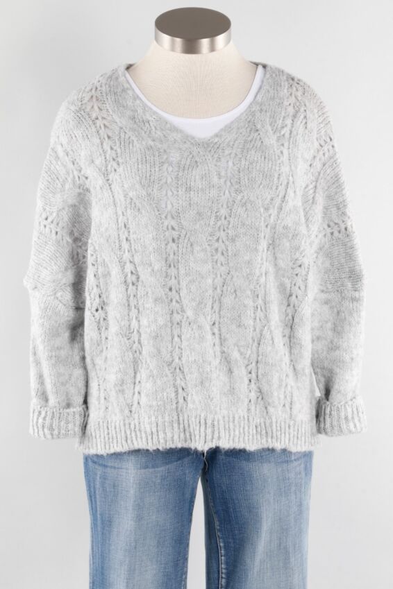Cable Knit Sweater - Silver
