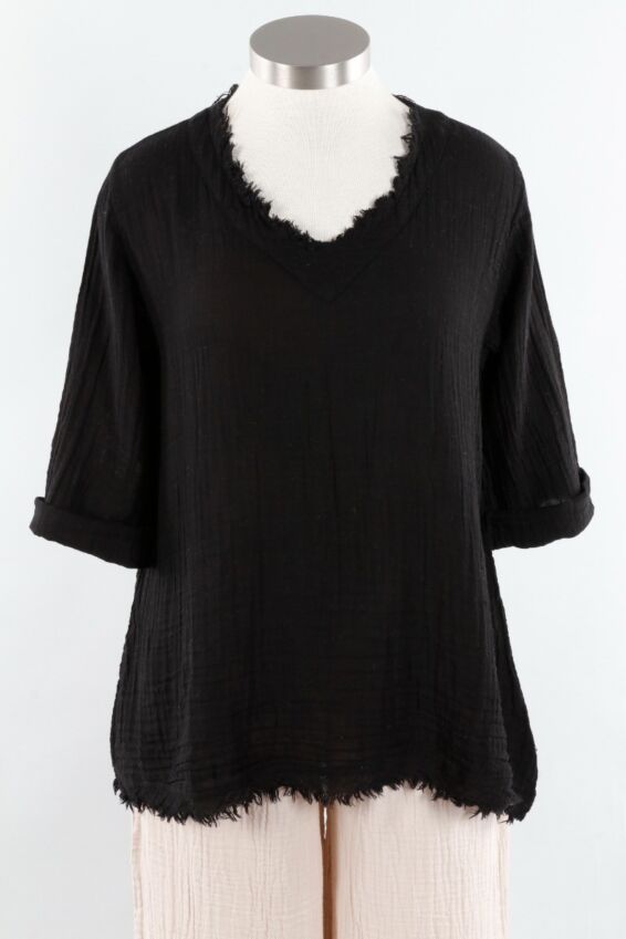 Frayed Tunic - Black