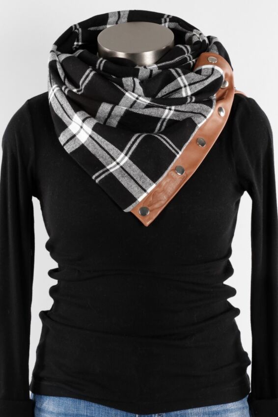 Flannel Snarf - Black & White Tartan