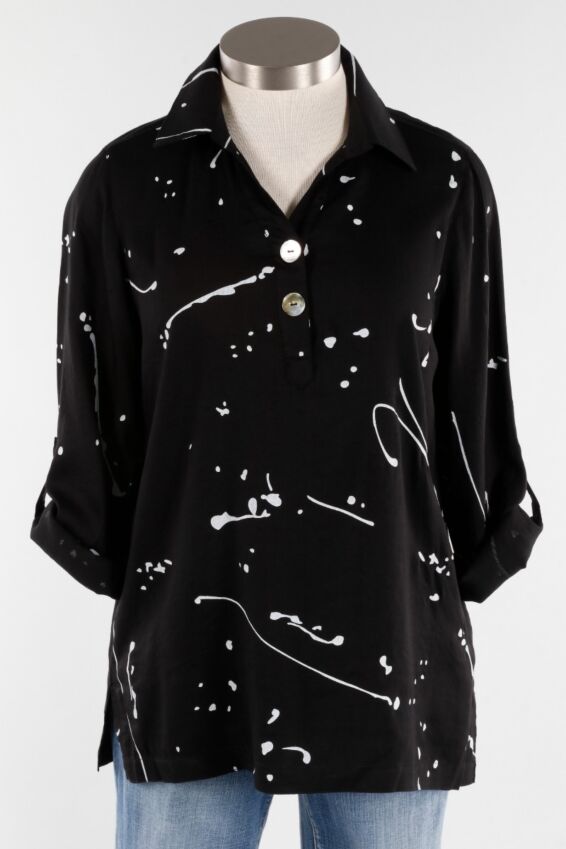 Two Button Tunic - Black & White