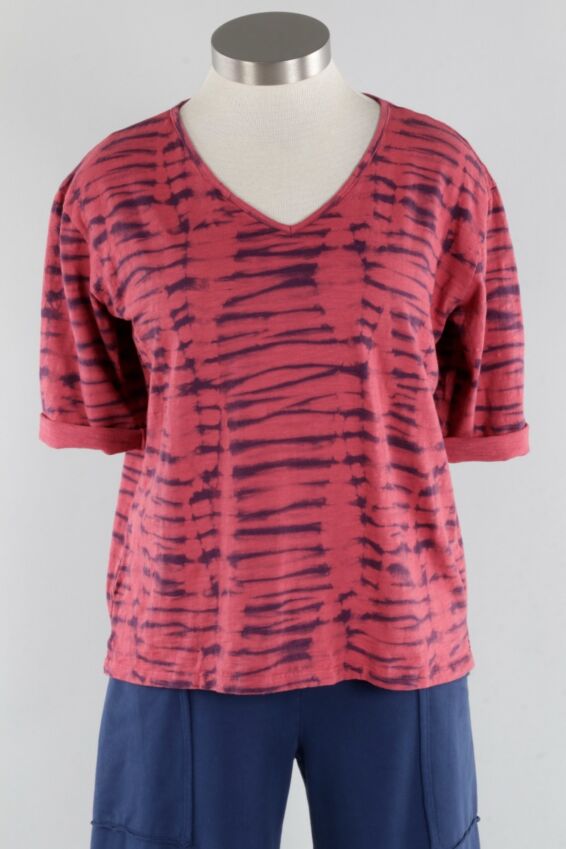 Loose Drop Shoulder Top - Brick Oasis Print