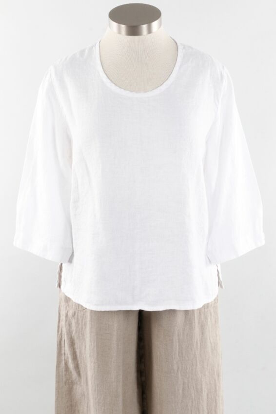 3/4 Sleeve Pullover Plus - White