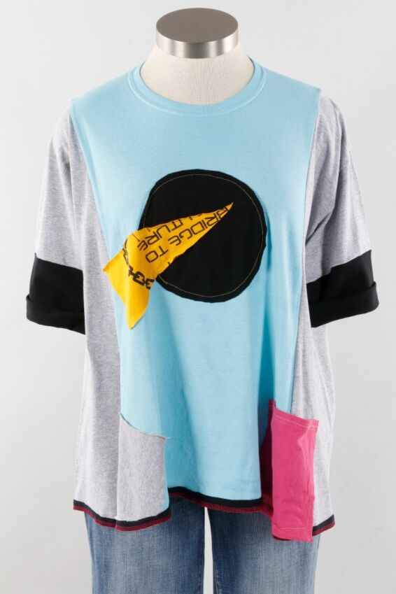 Ball of Confusion Tee - Aqua & Pink #4