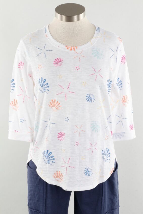 High Lo Tee - White Multi