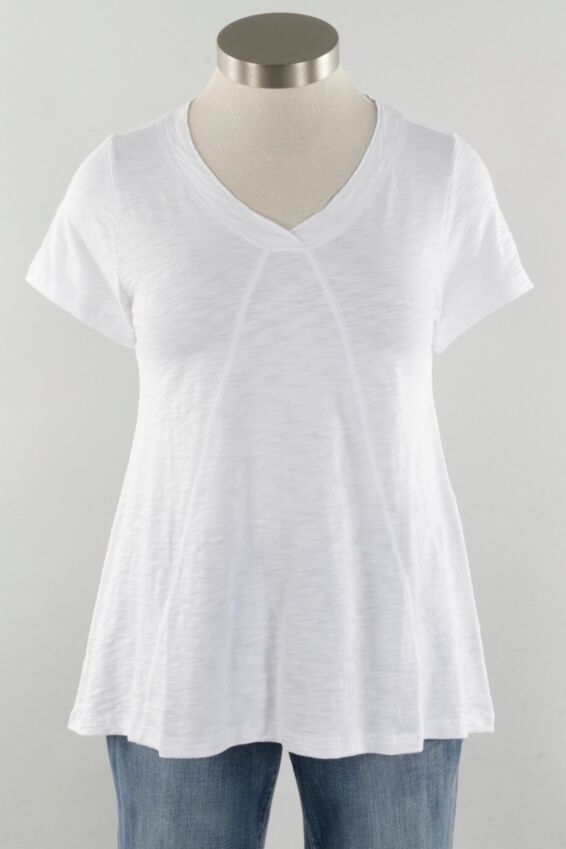 Pieced V-Neck Tunic - White
