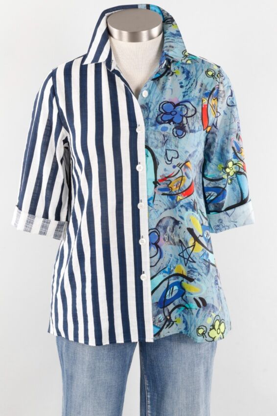 Side Print Shirt - Navy