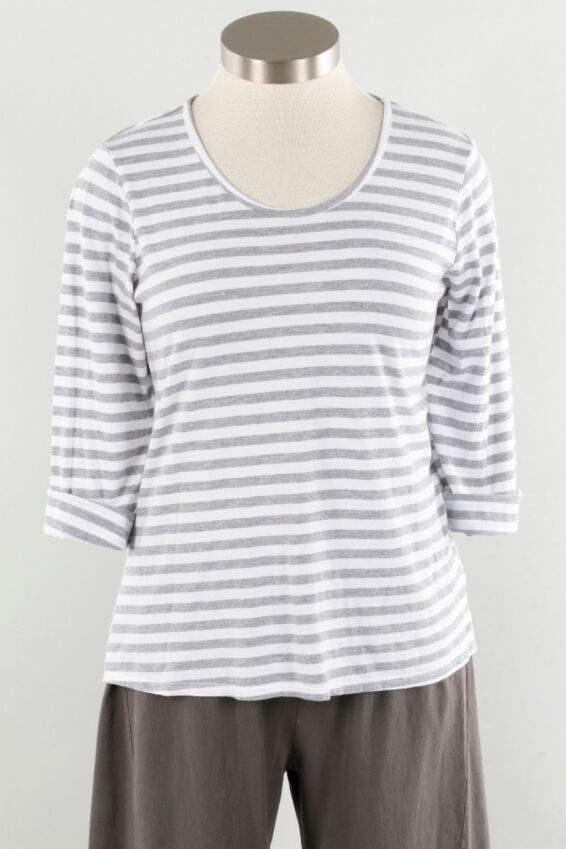 Stripe Tee - Grey & White