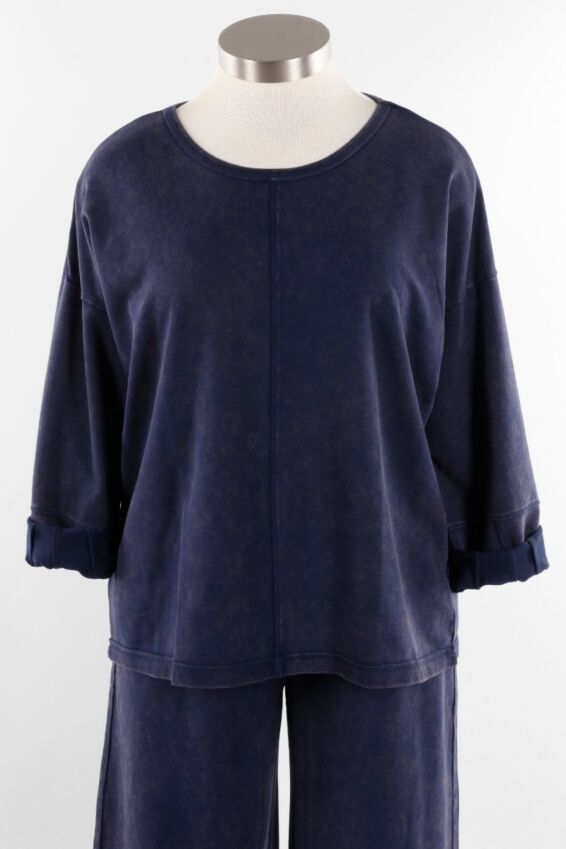 Lantern Sleeve Pullover - Navy