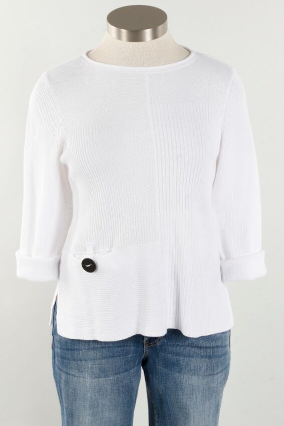 Mix Stitch Pullover - White