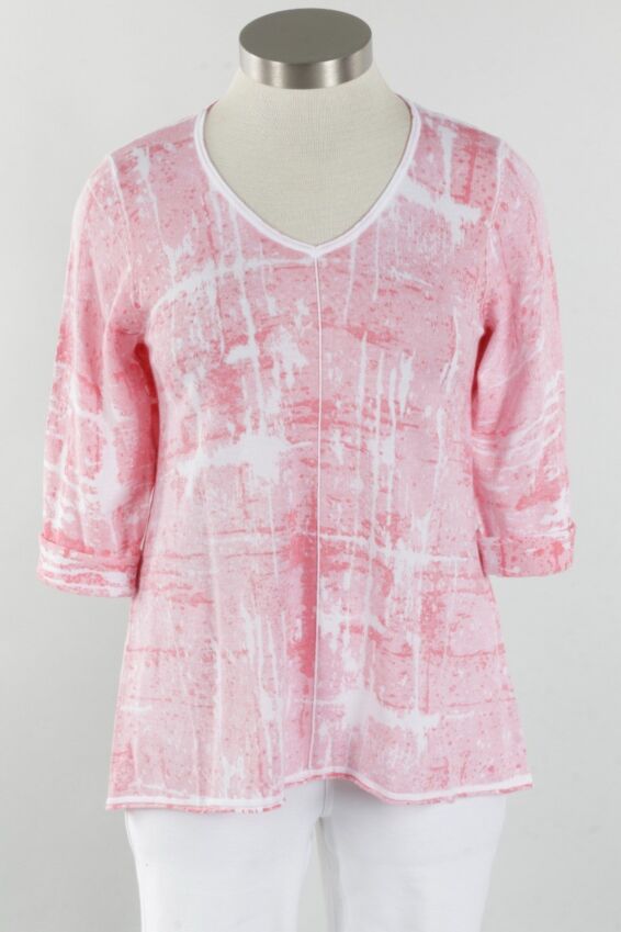 V-Neck Pullover - Blush Print