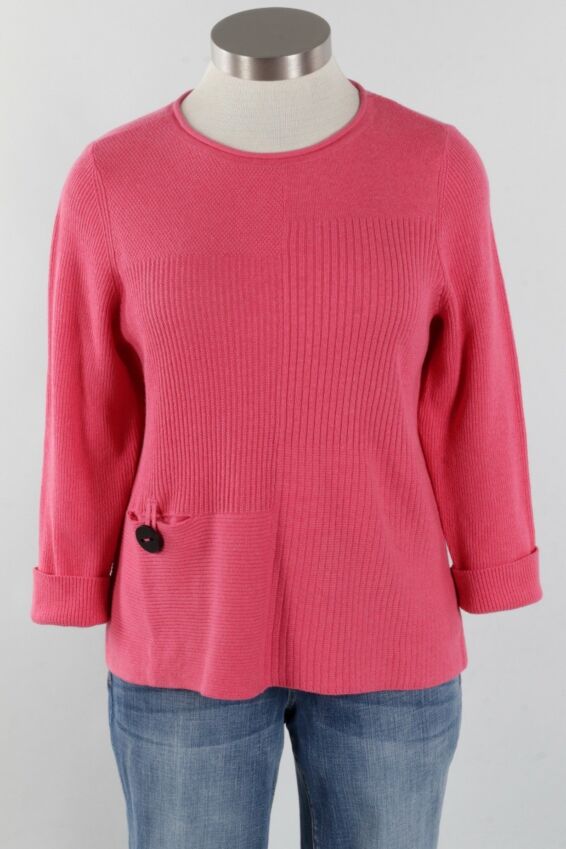Mix Stitch Pullover - Raspberry