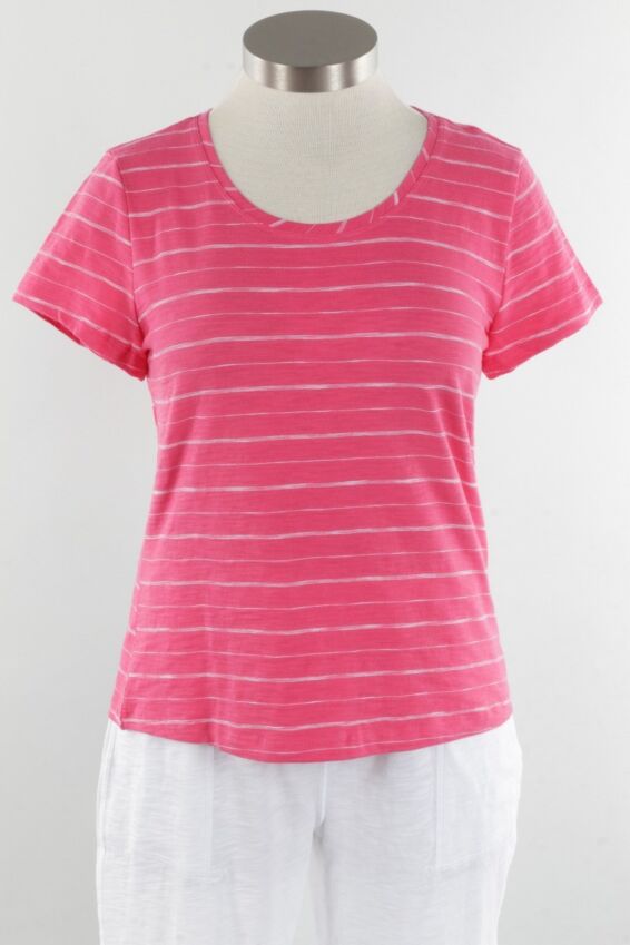 Cap Sleeve Tee - Raspberry Stripe