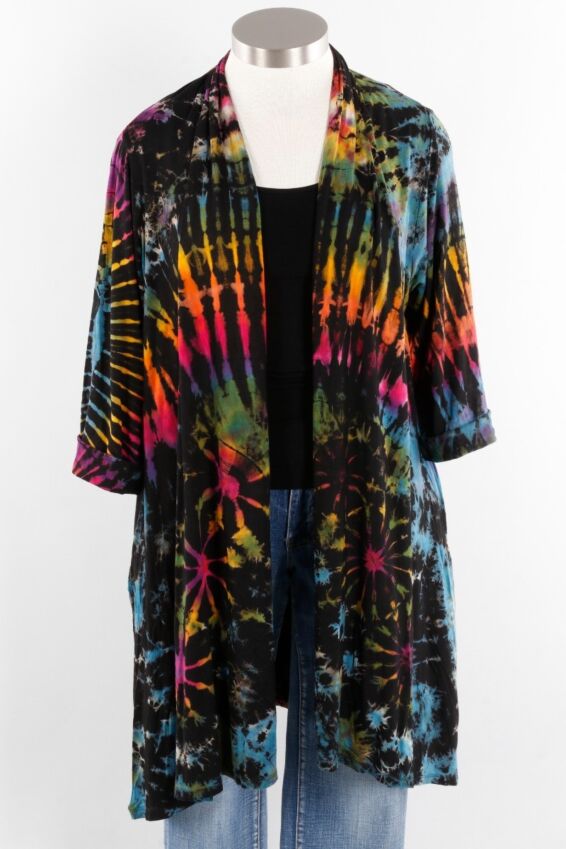 Long Knit Jacket - Black Multi