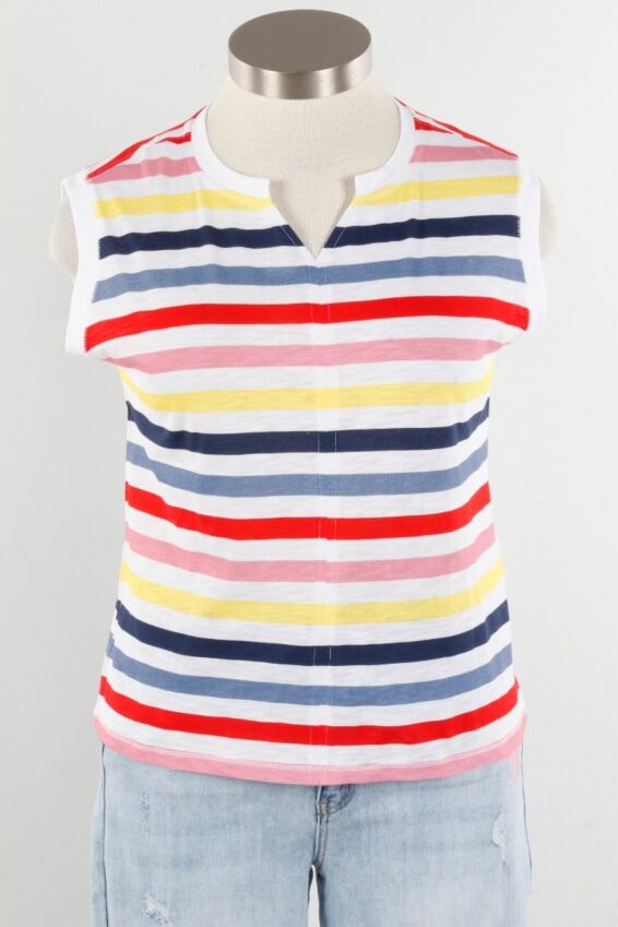 Notched Neckline Tee - Rainbow